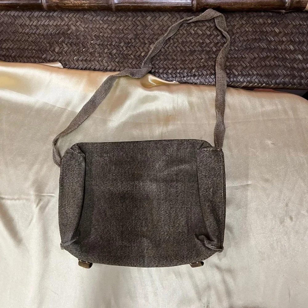 Very Old LEATHER CANVAS used laptop bag one of a kind Shoulder bag